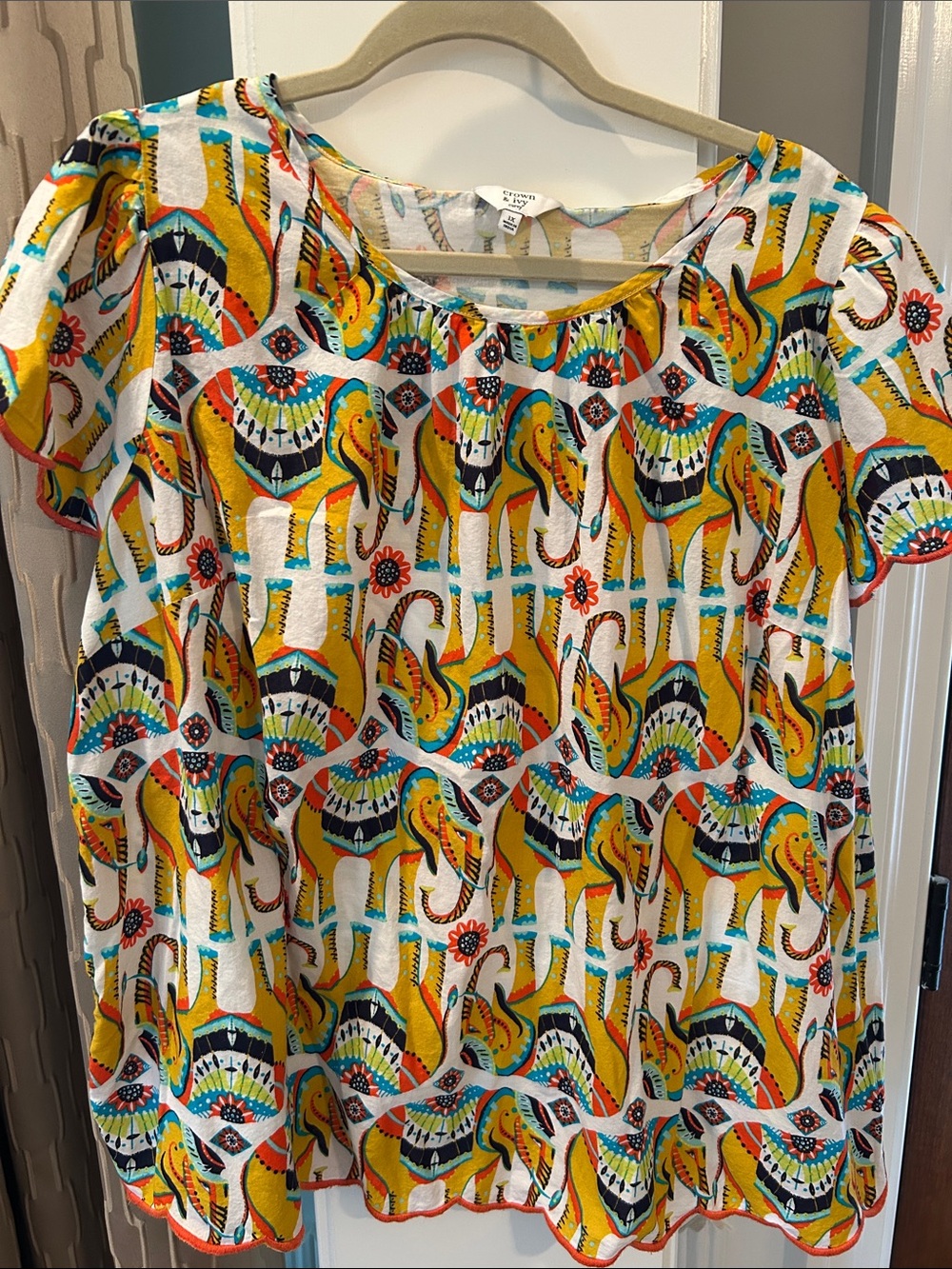 crown & ivy Multicolor Short Sleeve Printed Tee - Yellow, Turquoise, Black